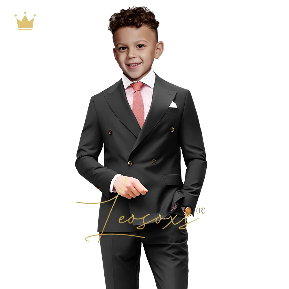

Classic peak lapel two-piece suit for boys, custom double-breasted classic formal wear for children aged 3-16.