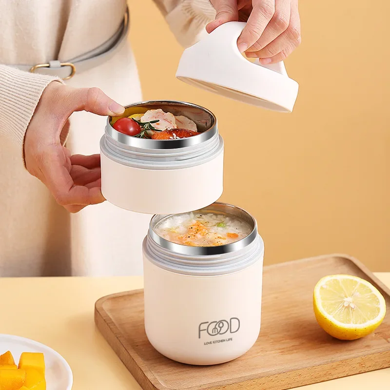 Double Layers Stainless Steel Insulated Lunch Box with Bag Portable Thermos Food Container for Work School Outdoor Thermal Cup view 2