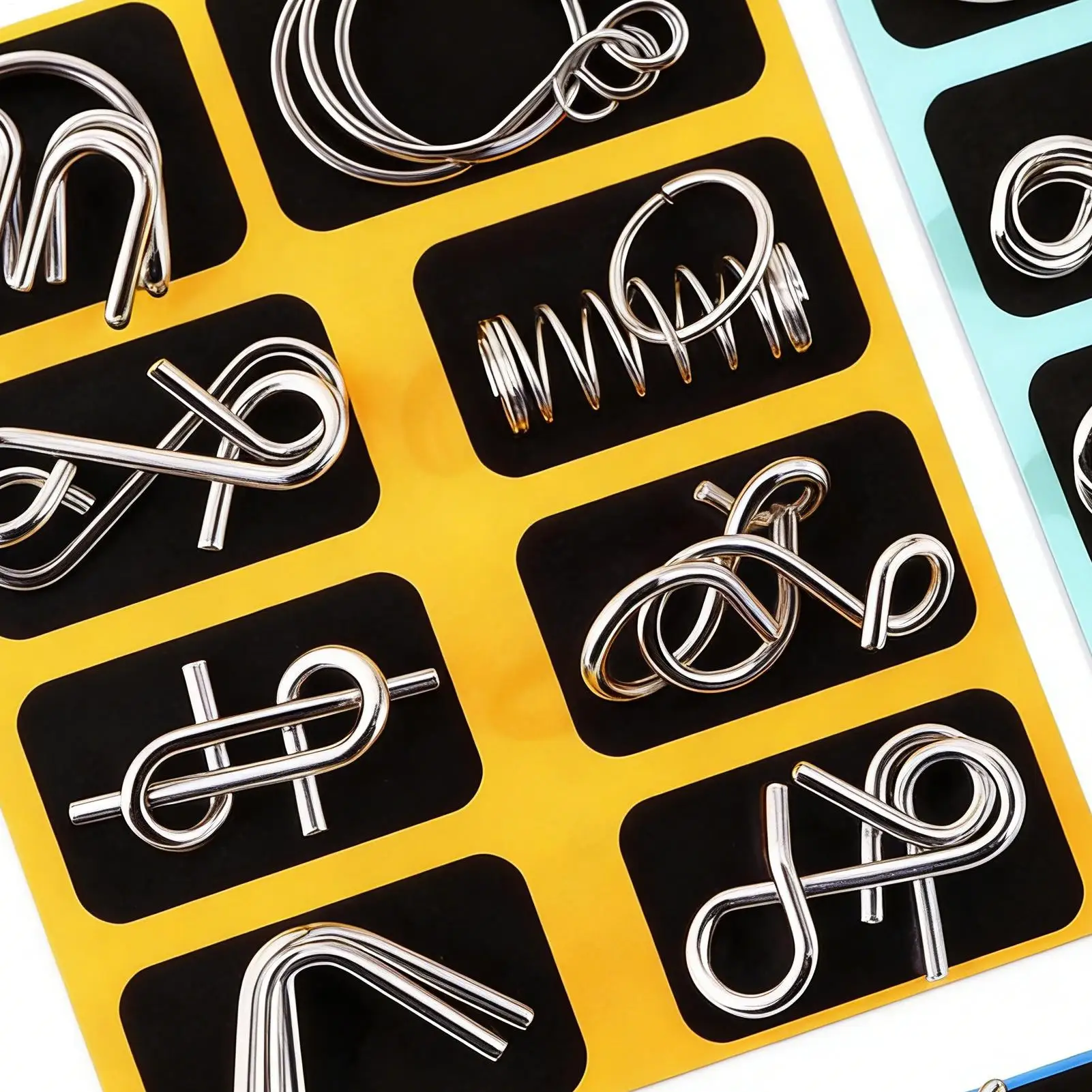 Chinese Ring Metal Puzzle Set, Interlocking Brain Teaser Unlock Puzzle Game for Home Party Classroom, I Q Logic Toy