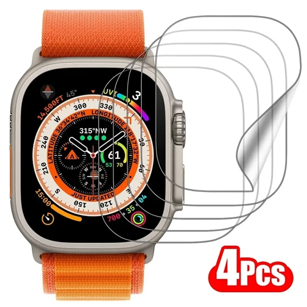 4 Stuks Voor Apple Watch Ultra 2 49Mm Serie 9 8 7 45Mm 41Mm Tpu Schermbeschermer Niet Glas Voor Iwatch Ultra Se 6 5 44Mm 40Mm Film