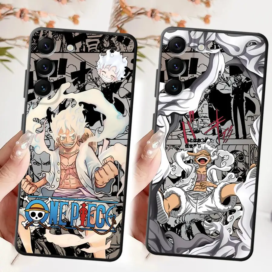 Hülle für Samsung Galaxy A03s A05 A50 A40 A16 A06 A12 A15 A70 A20 A13 A04 A17 Schwarze Handyhülle O-One Piece Ruffy 5 Gear