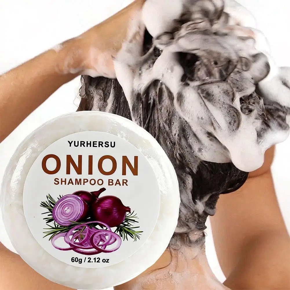 Vegan Onion Solid Shampoo Bar Natural Hair Care Anti Dandruff Oil Control Repair Split Ends Dry Frizz Nourish Scalp Shampoo Soap