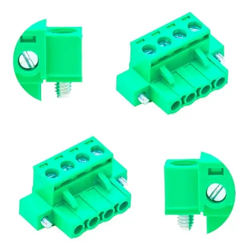 

10 PCS 5.08mm 4 Pin Phoenix Type Connector Green PCB Screw Plug Terminal Block 4 Pole with Screwable Flanges