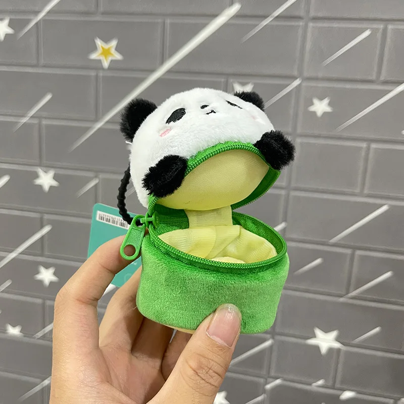 new funny  Cute Panda Plush Zero Wallet Mini Storage Bag Keychain  soft Plush Toy Backpack Pendant Doll