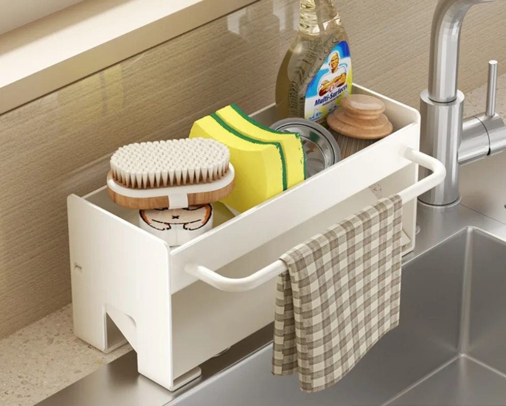 Kitchen Shelf Floor Countertop Faucet Sink Supplies Household Seasoning Rag Storage Drain Artifact  Kitchen Items