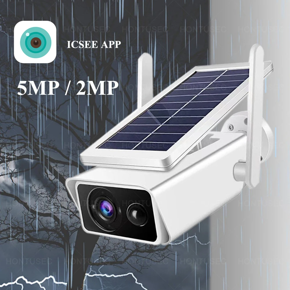 

ICSEE 5MP WiFi Camera Solar Powered 2MP Battery Camera PIR Human Detection IP66 Waterproof Outdoor Wireless Security Camera