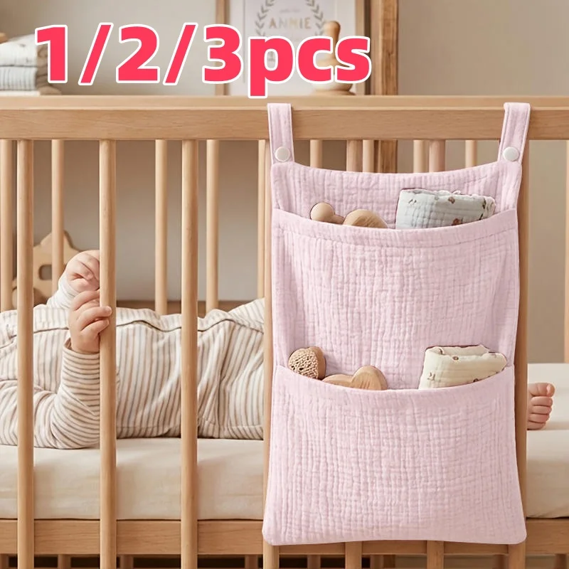 Pure Cotton Baby Crib Hanging Bag Multifunctional Newborn Supplies Storage Bag for Stroller New Pure Cotton Baby Hanging Bag