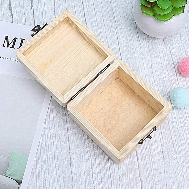 Rectangular Wooden Storage Box Vintage Wooden Box Wooden Gift Packaging Box Flip Type Multi Color Storage Jewelry Necklace Ring