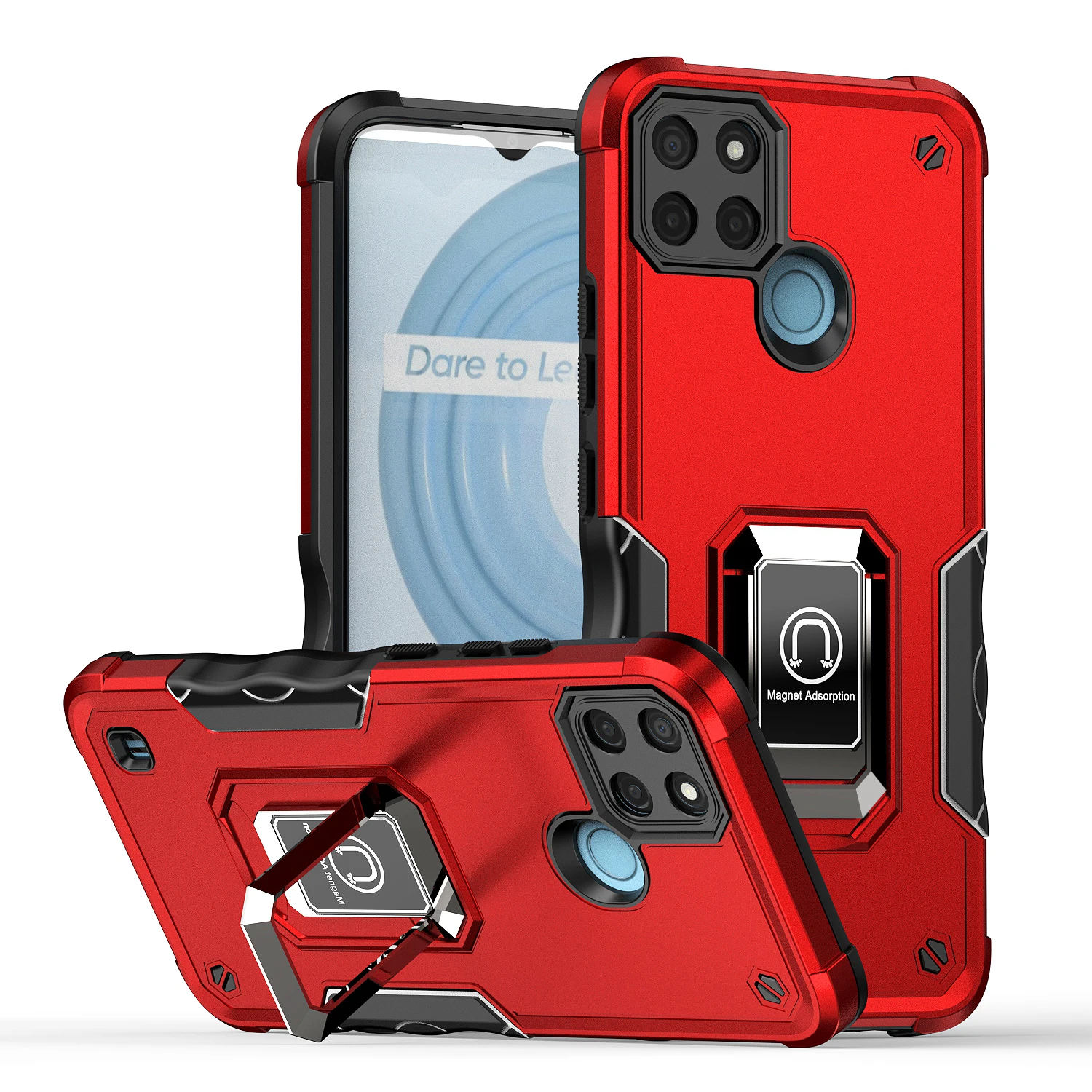 

Case For OPPO REALME 8 5G C33 c35 5 c3 9I A76 4G A96 C30 A36 Shockproof Camera Protective Kickstand HolderMagnetic Cover