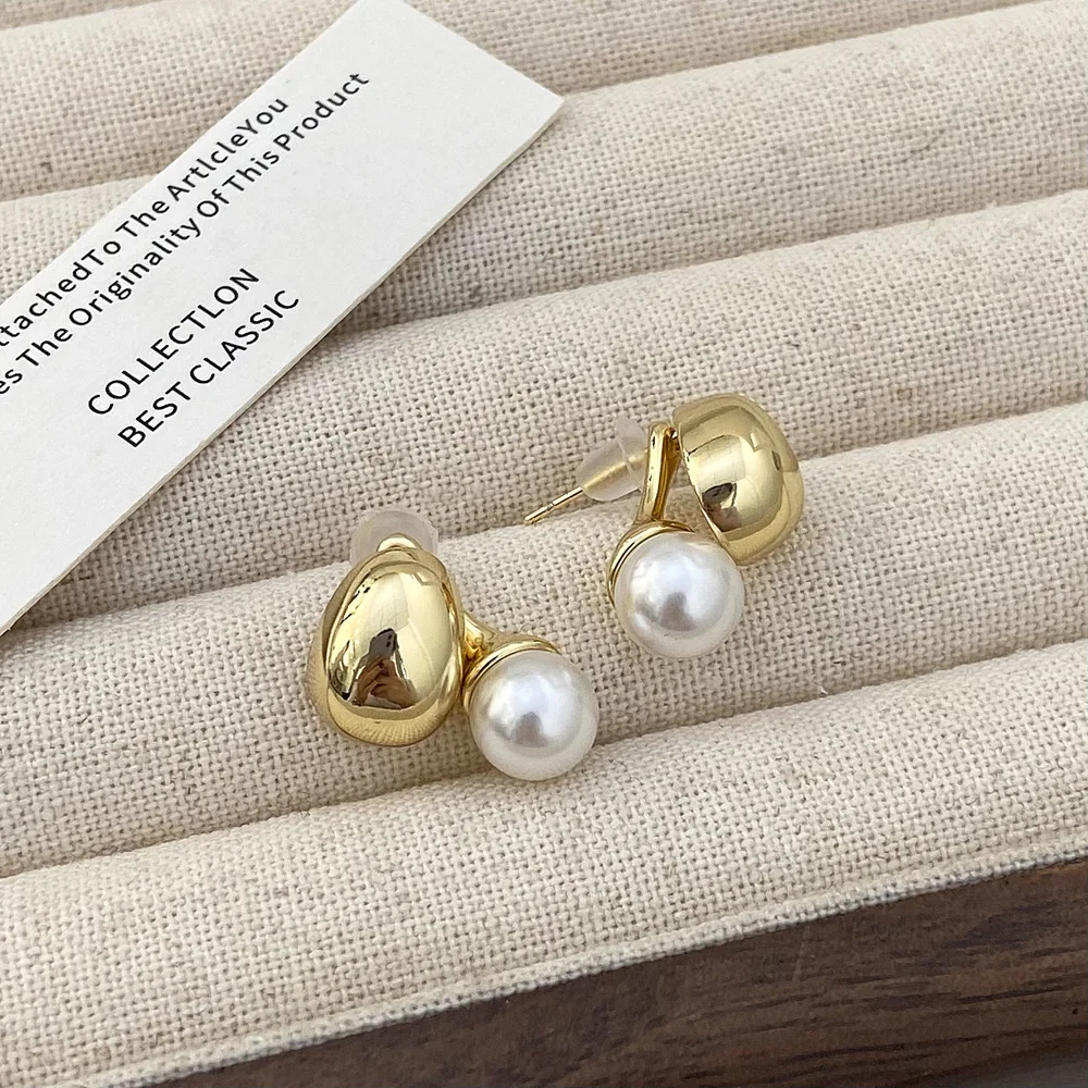 French vintage pearl beanie earrings