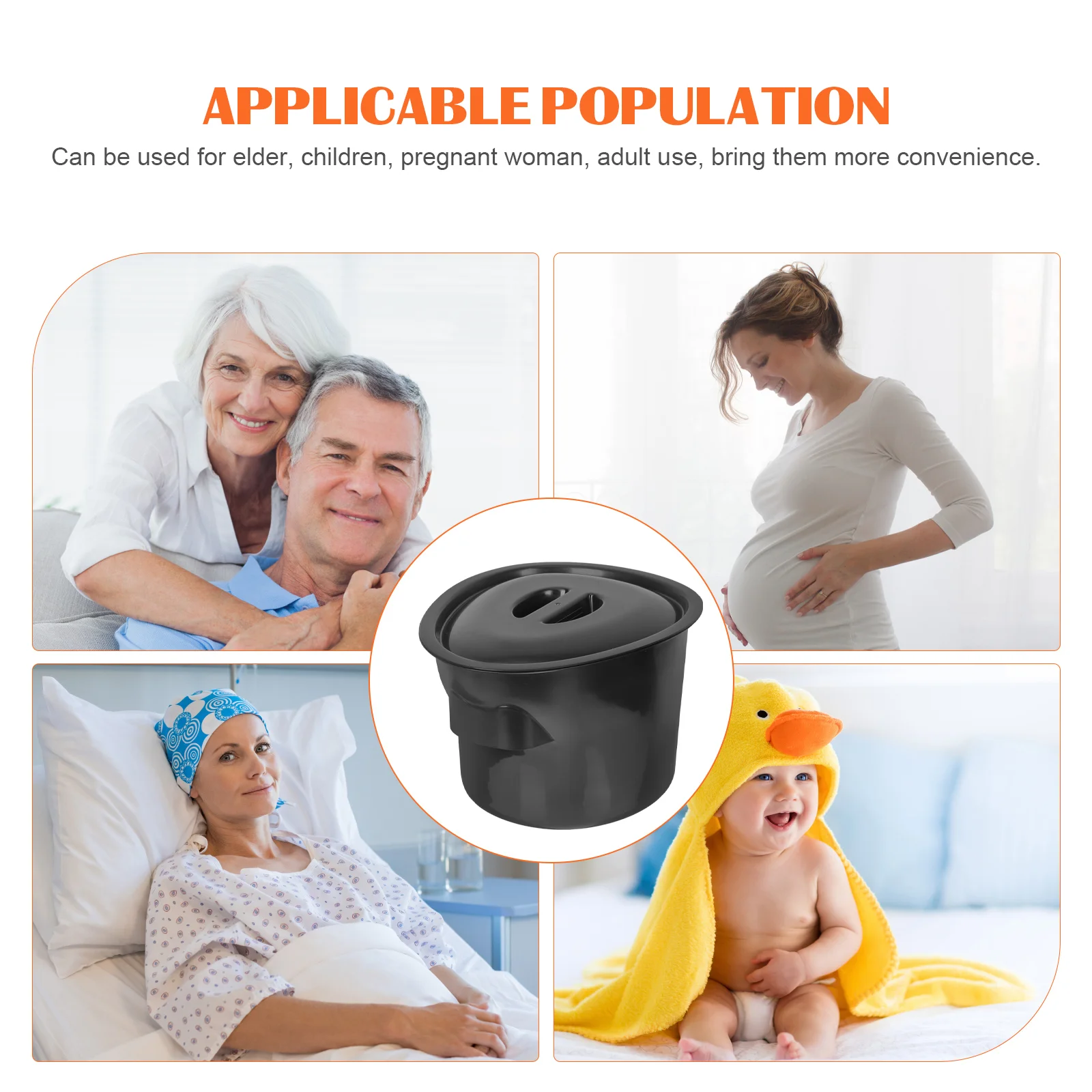 Bidet Bedpan Household Chamber Pot Urine Bottle Plastic Elderly Spittoon Black for Miss