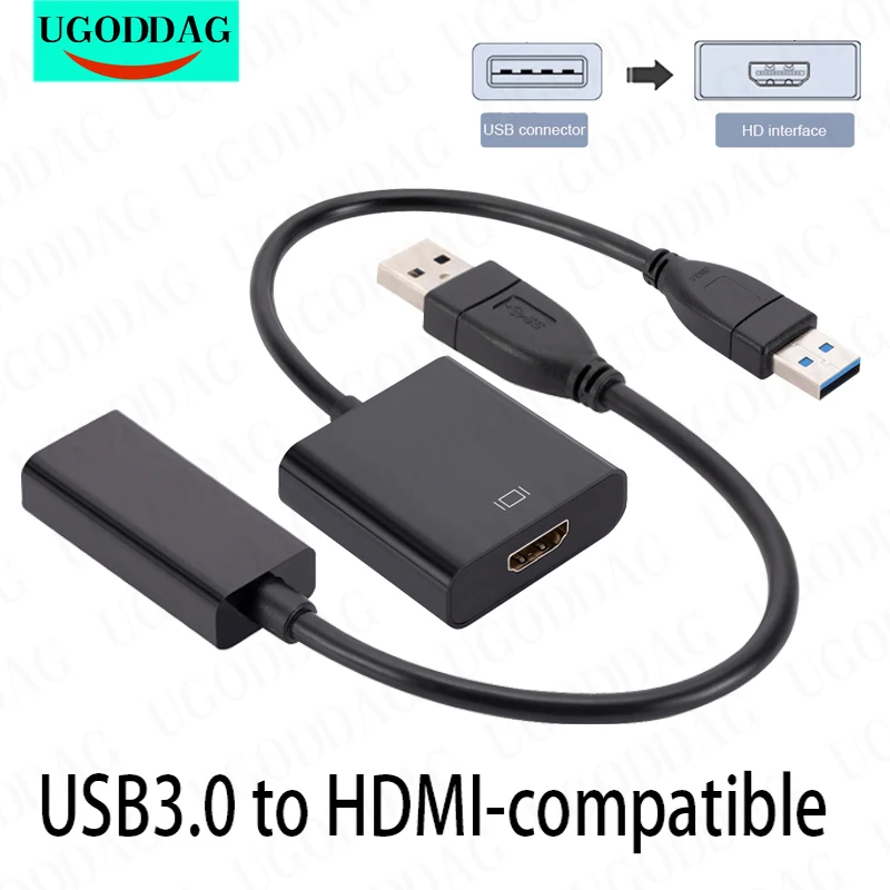 USB 3.0 to HDMI-Compatible Adapter USB 2.0 to HDMI-Compatible Multi Monitor 1080P HDTV For Windows XP/7/8/10