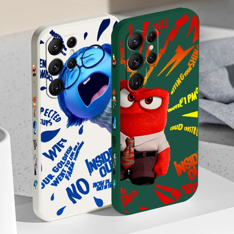 Inside Out 2 Joy Sadness Cool For Samsung Galaxy S25 S24 S23 S22 S21 S20 Ultra Plus FE 5G Liquid Left Rope Phone Case