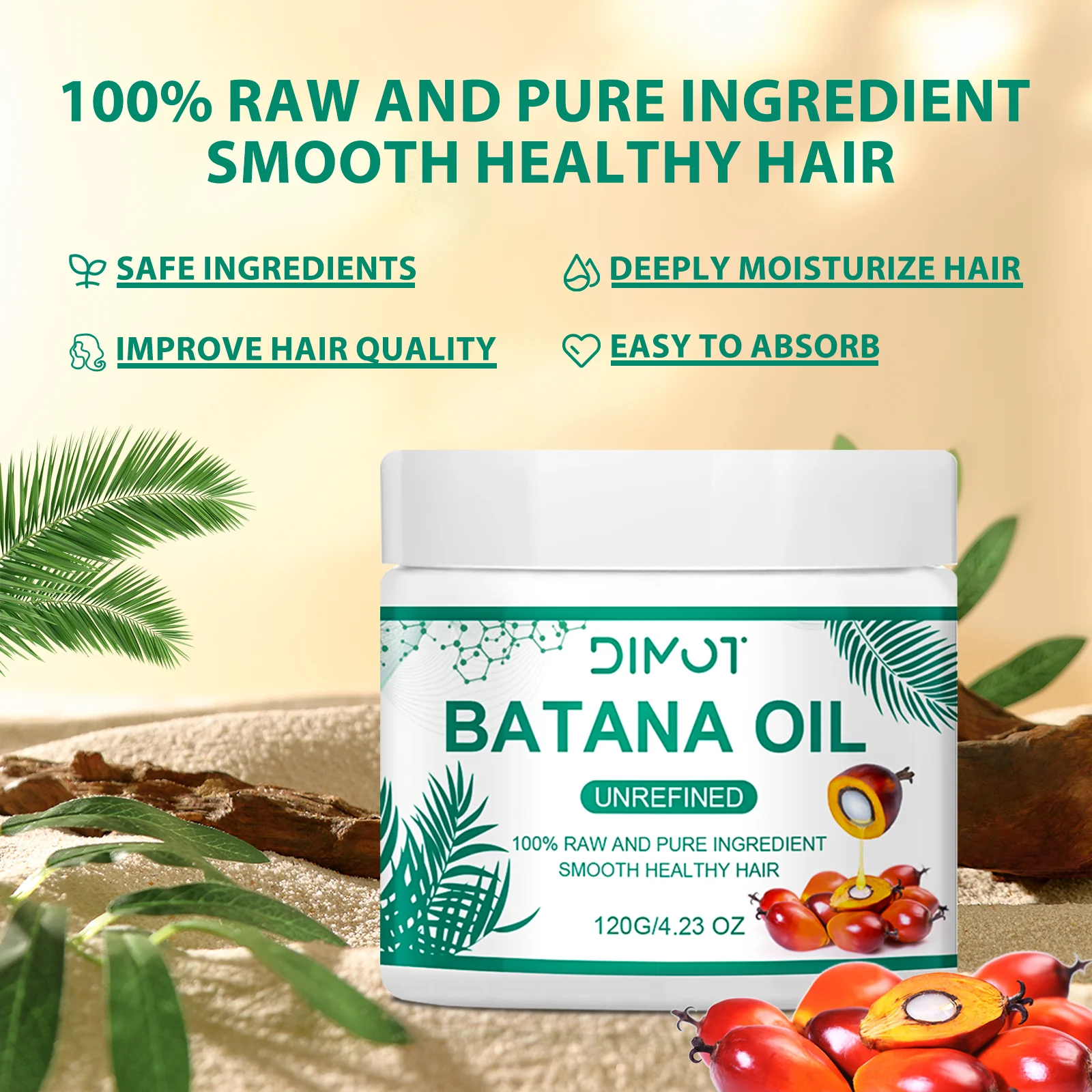 

DIMOT Natural Batana Hair Care Mask Cream Anti Hair Break Hair Regrowth Treatments Cream Repair Increase Hair Thickness