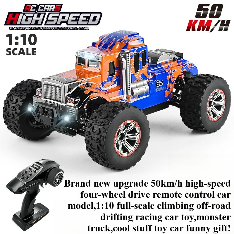 Cool Stuff Toy Car Funny Gift-50km/h High-speed 4WD Rc Truck,1:10 Climb Off-road Rc Cars for Adults,Monster Truck,Toys for Boys