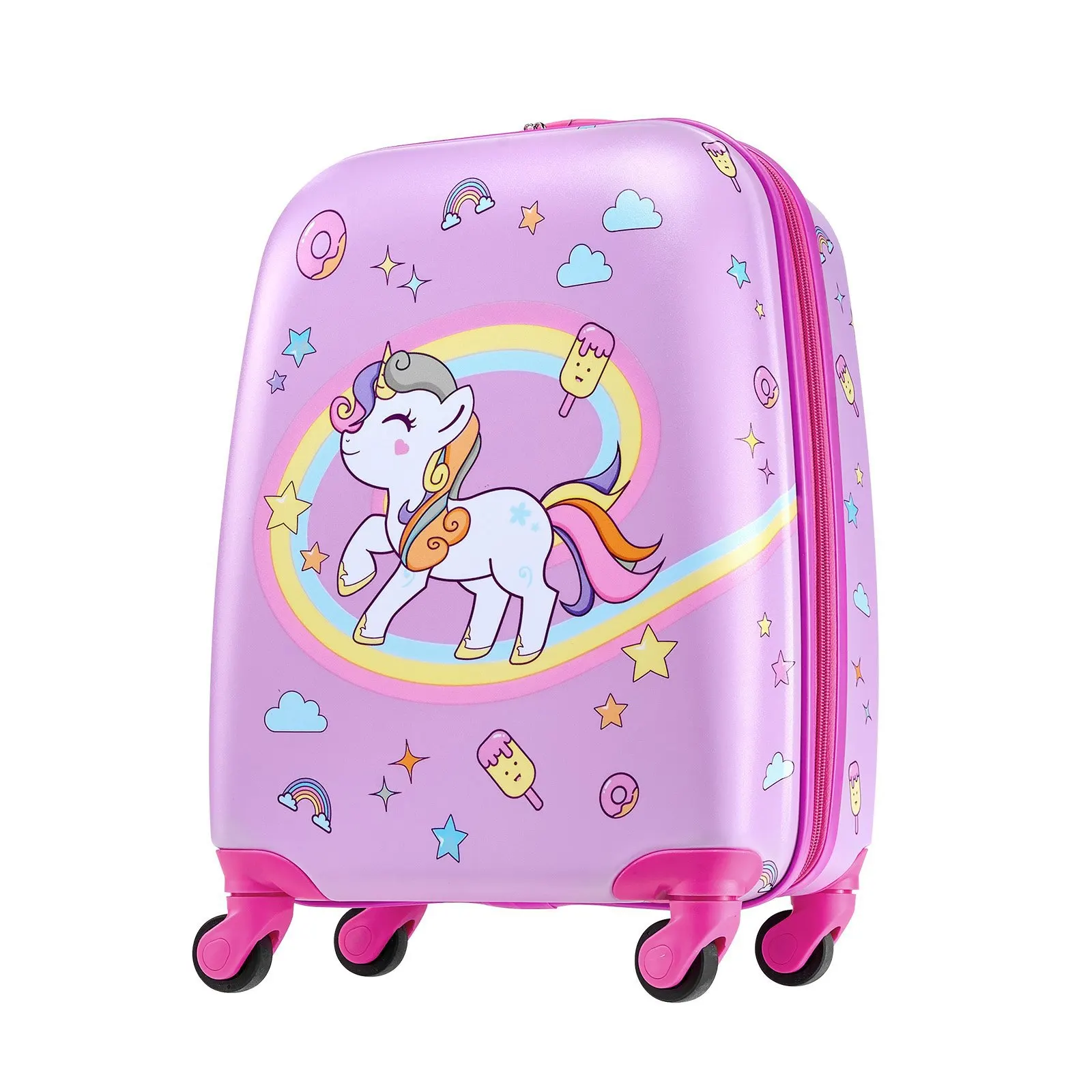 K ids Luggage Set, 2 Piece, 18 Inch Hardside Rolling Wheels Suitcase with Hard-Shell Backpack, Unicorn Kids Carry on Luggage S