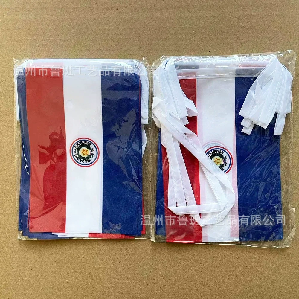 （TIKI FLAG）20pcs/lot Paraguay  bunting flags 14x21cm Pennant Paraguay String Banner Festival Party Holiday for decoration