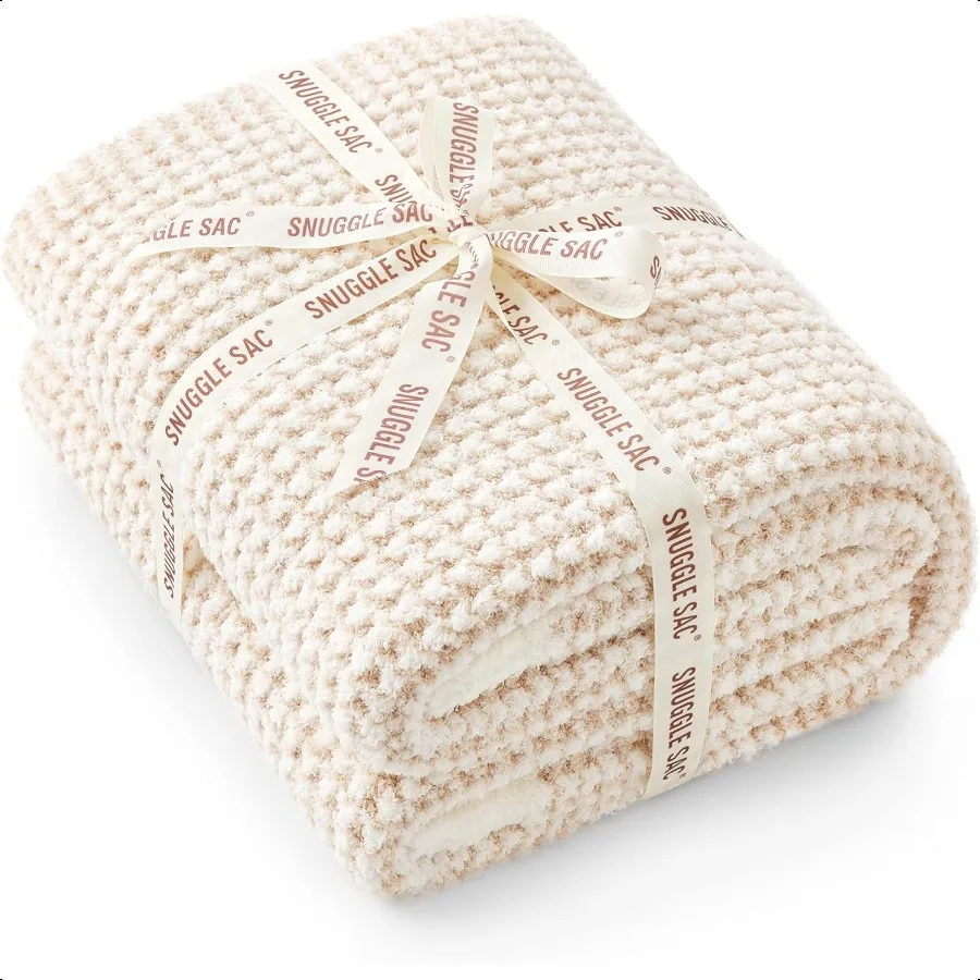 

Кремовое вафельное одеяло для дивана-кровати, дивана 50x60 дюймов, двустороннее бежевое одеяло из микрофибры, пушистое, уютное, вязаное, мягкое одеяло