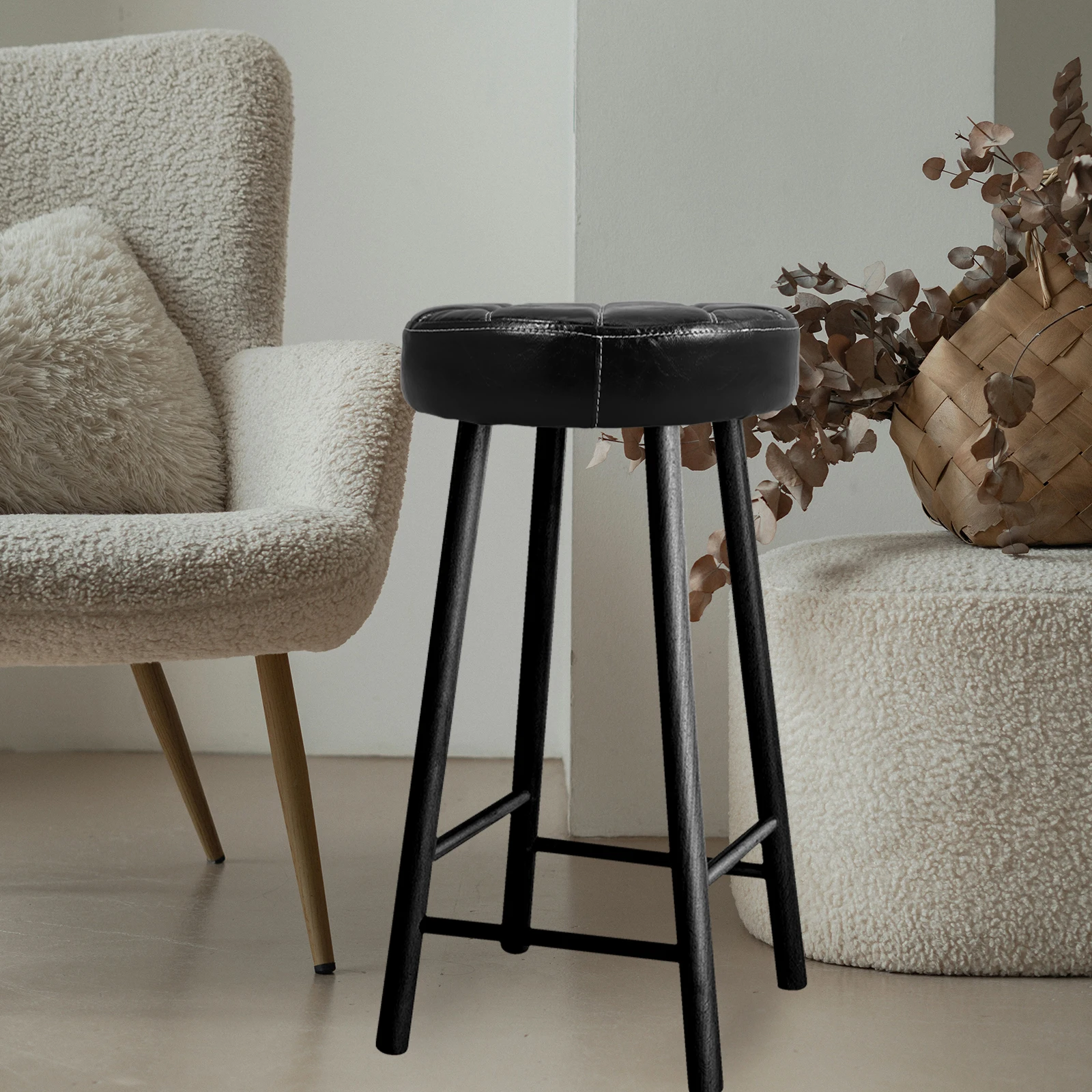 

Round Chair Replacement Seat Cushion Wood PU Cover Comfortable Home Office Bar Sturdy Seating Accessories For Stool