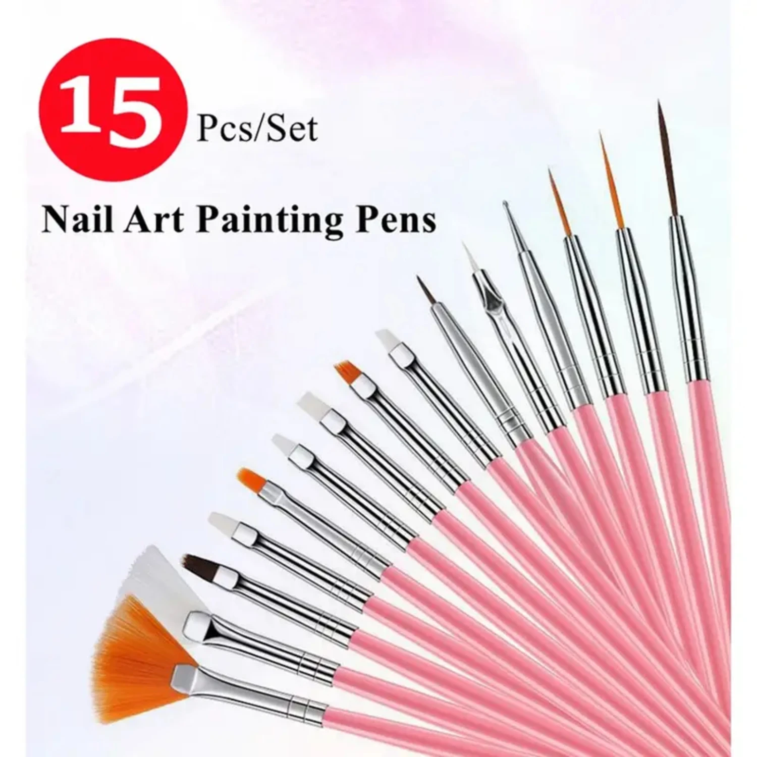 

Exquisite and creative, this stunning and unique full set of 15 pcs basic nail gel paint brushes is perfect for achieving intric