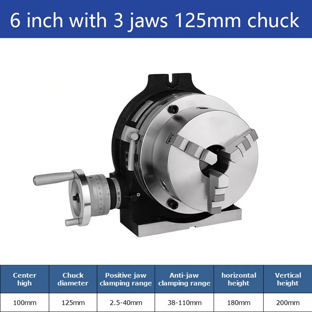 6 Inch Dividing Head CNC Milling Machine Universal Indexing Head With 125MM Universal 3 Jaw Chuck