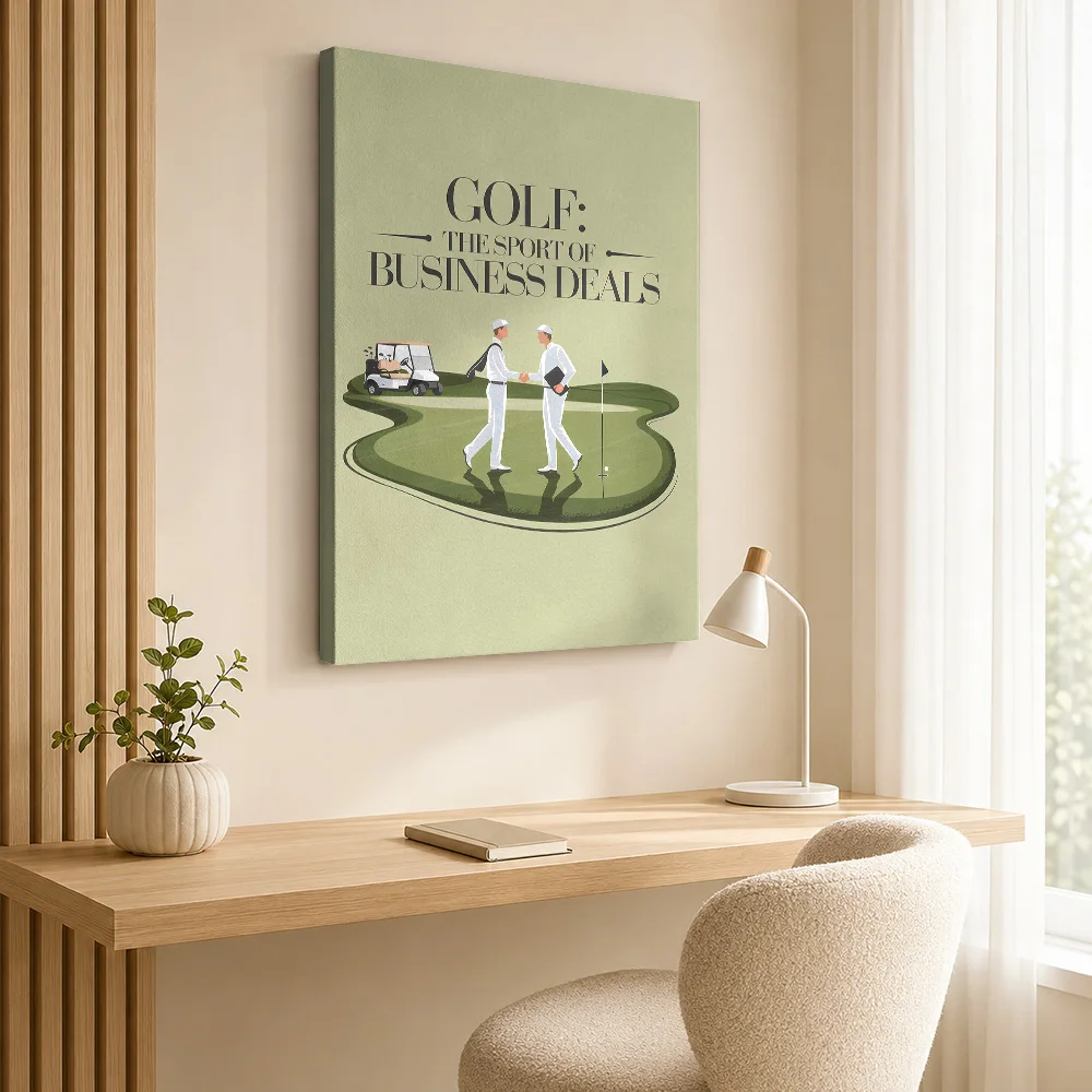 Golf - The Sport of Business Deals Canvas Poster Personalized Modern Aesthetic Wall Art for Office Hallway Decor Ready to Hang