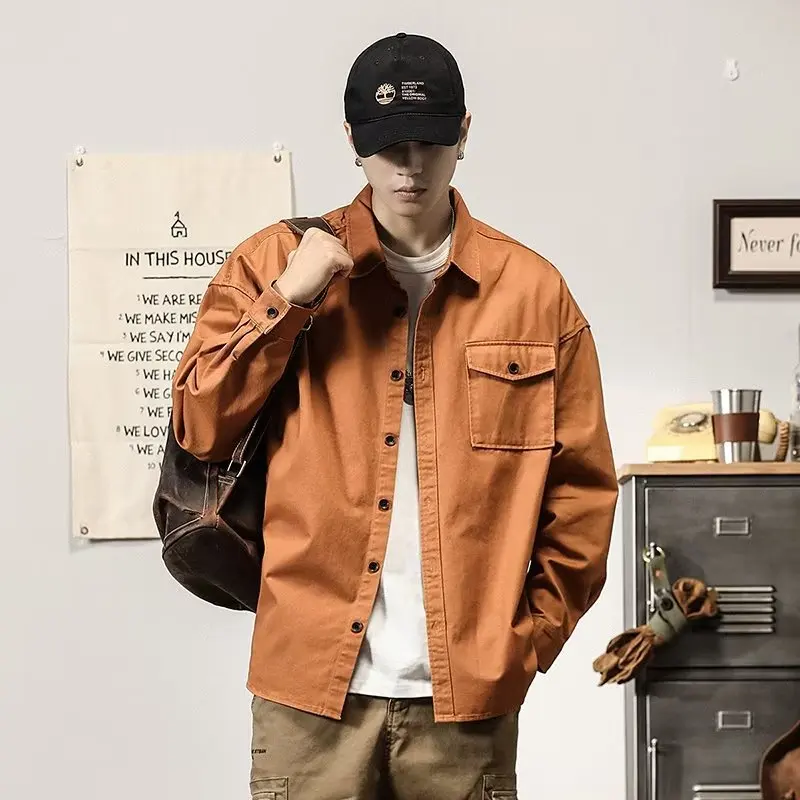 

Men's Jacket Autumn Winter korean Casual Jacket Men Clothing Punk Denim Top Street Uniforms Washed Cotton Fashion Coat 2022