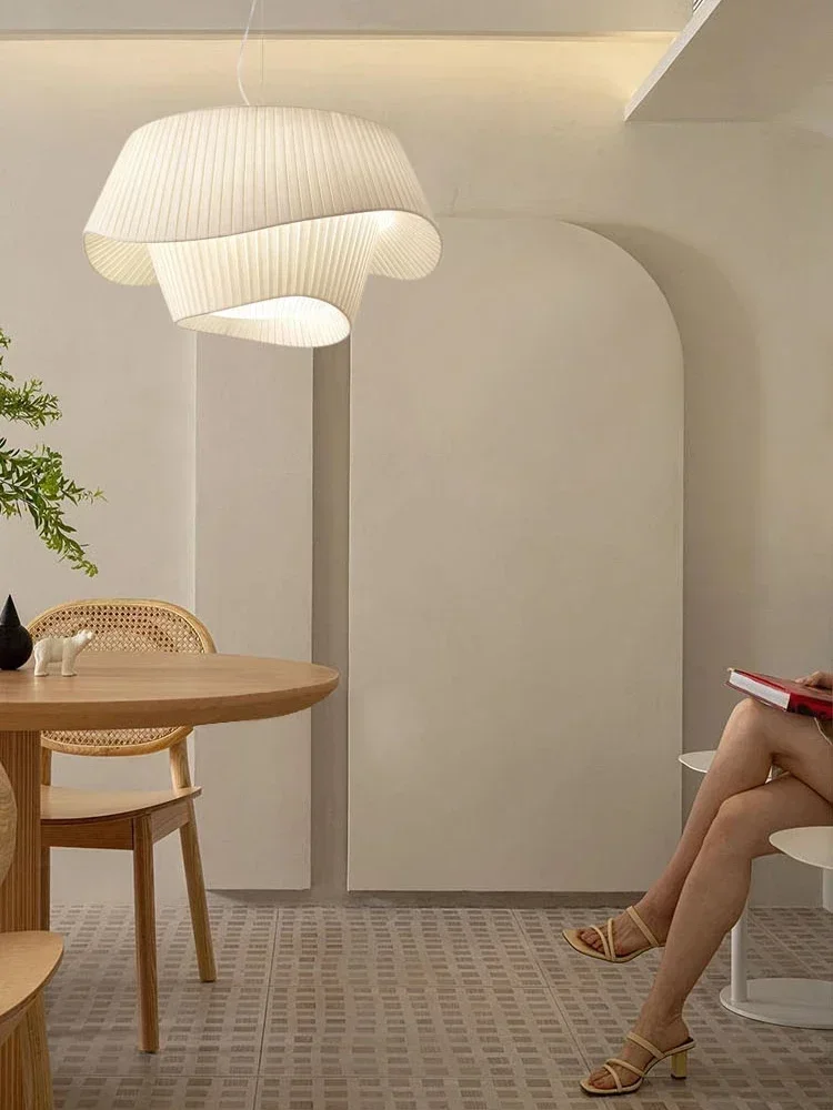 Fabric LED Pendant Light for Bedroom Home Decor Lamp Nordic Designer Suspension Decoration Fixture