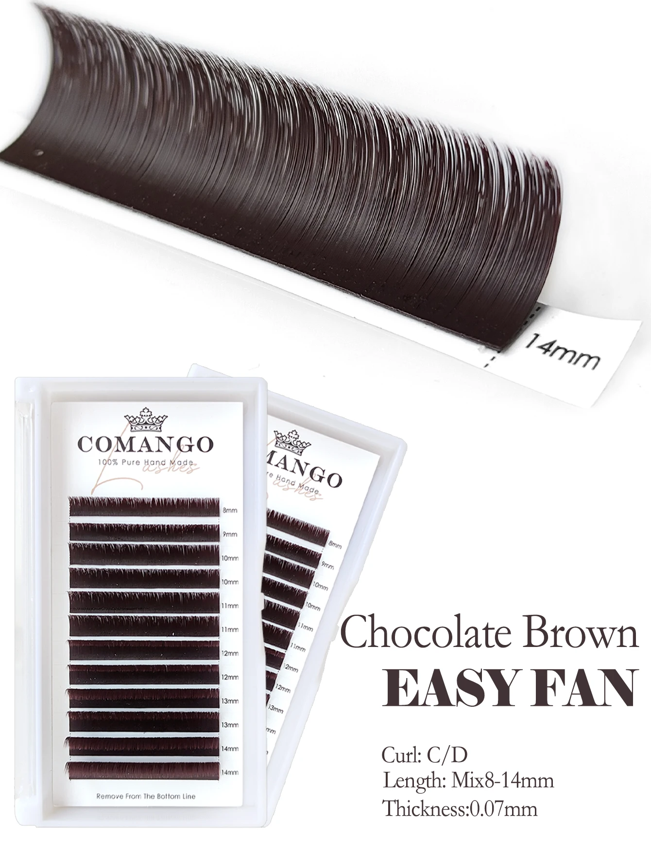 CoMango Dark Brown Easy Fanning Eyelash Extension Self Handing Fast Bloom Flowering Mega Volume Lashes  Cilios pestañas Natural