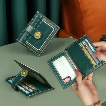 여성용 빈티지 접이식 카드홀더 지갑, 녹색 짧은 지갑, 운전면허증 가방, 절묘한 고급 카드 가방, 패션 