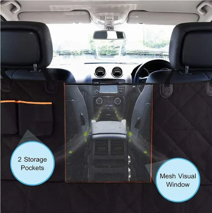 PU Waterproof Durable Scratch Pet Car Mat Anti-dirty Car Rear Mat Quilted Cotton Dog Mat Kennel Black Print Dog Car Seat Cover