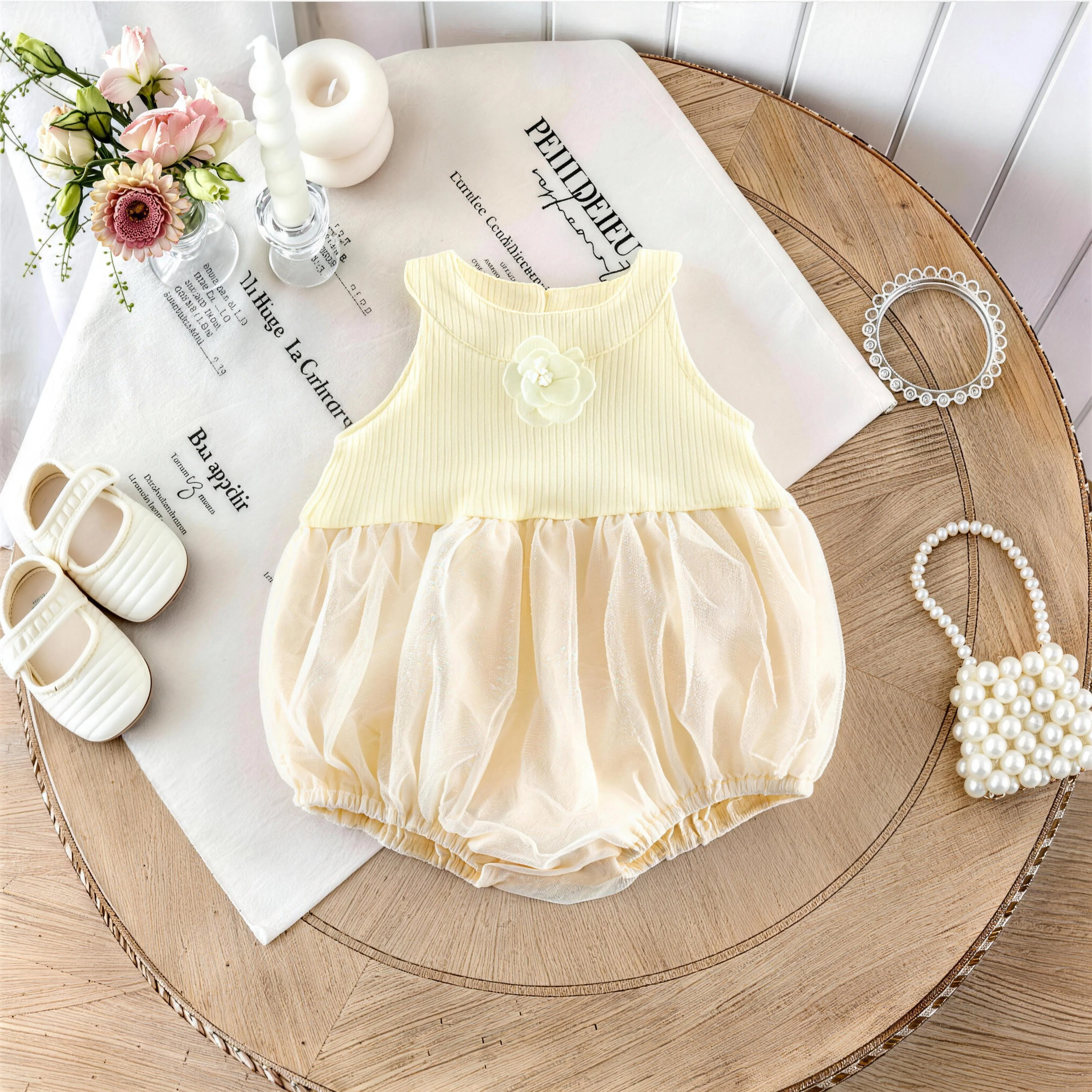 New Summer Style Flower-Neckline Knitted Cardigan for Infants, a Sweet and Fashionable Multi-Color Woven Dress for Little Girls