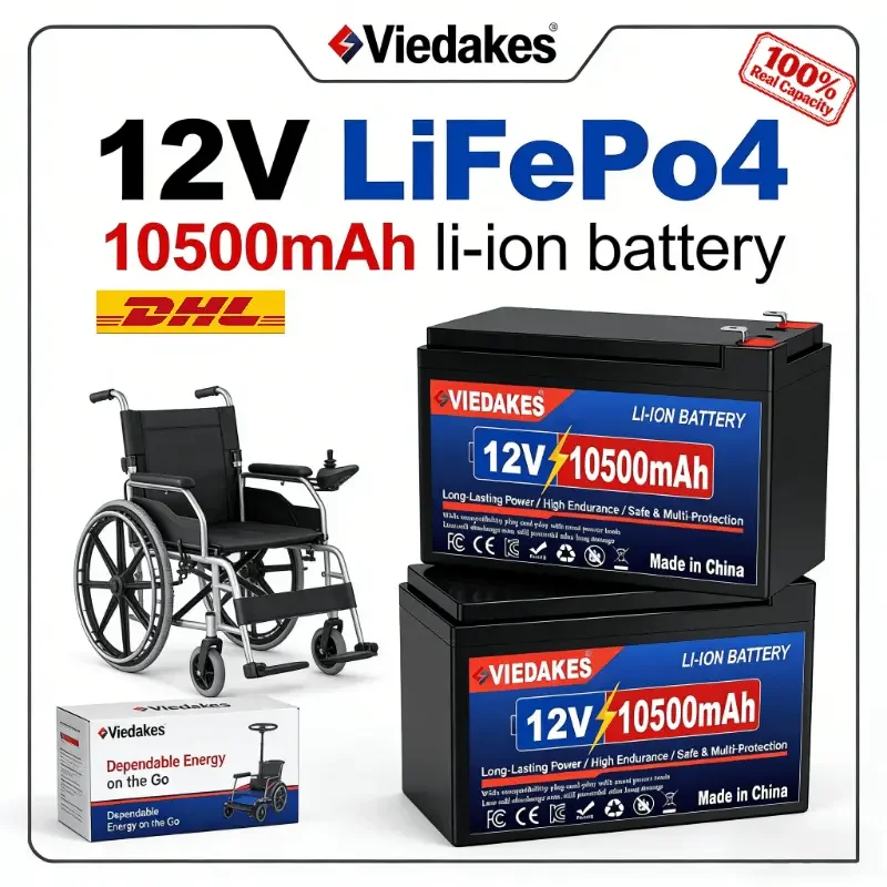 

12V 10.5Ah Rechargeable LiFePO4 Battery With Charger Built-in BMS for Boat Fish Finder Lighting