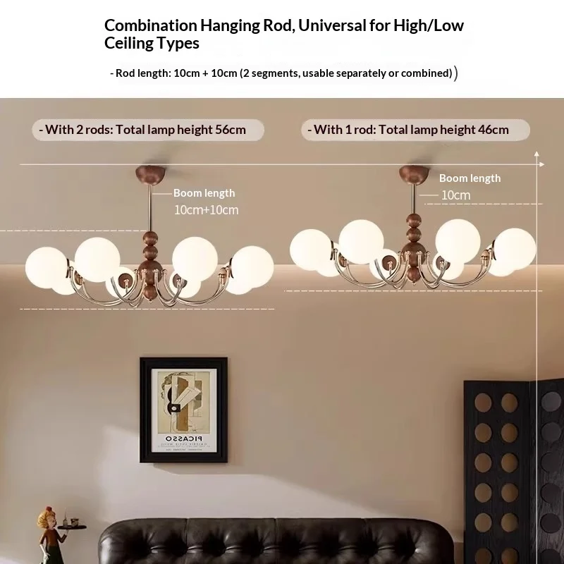 American Luxury Mid Century Creative Magic Bean Metal Glass LED Pendant Light Living Room Home Decor Novelty New