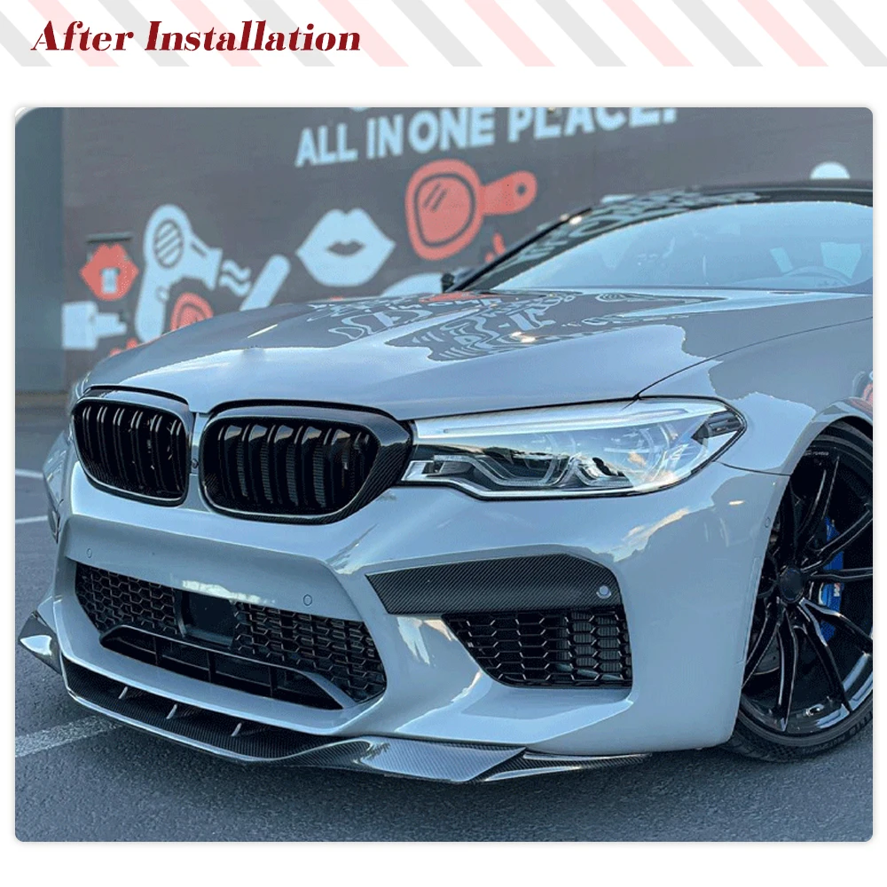 Car Front Bumper Lip Spoiler Splitters For BMW F90 M5 2018 - 2020 Front Bumper Lip Spoiler Splitters Bumper Guard Carbon Fiber