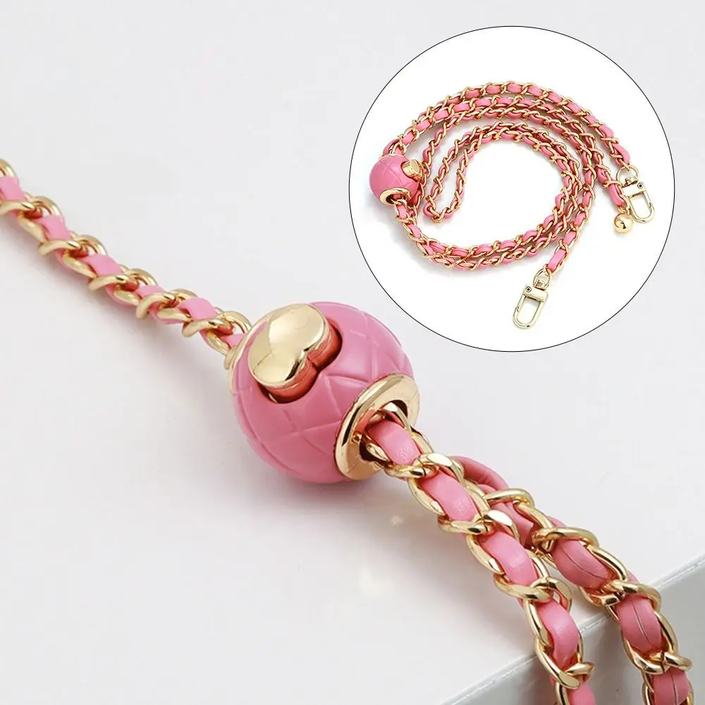 1Pcs Non-fading Golden Balls Chain High-end Metal PU Leather Shoulder Strap Adjustable Length Replacement Bag Part Accessories