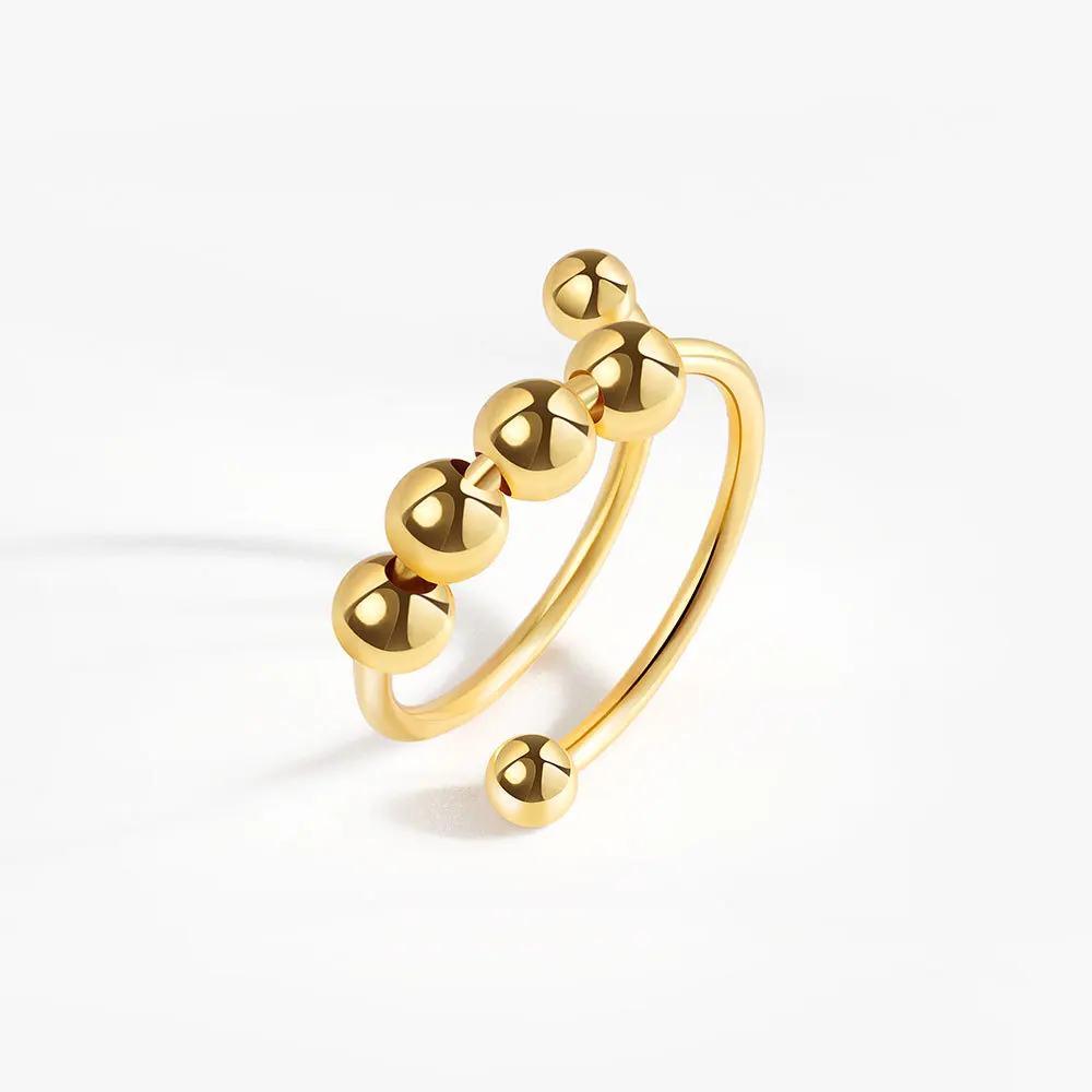 Women's Adjustable Crystal Flower Fidget Ring