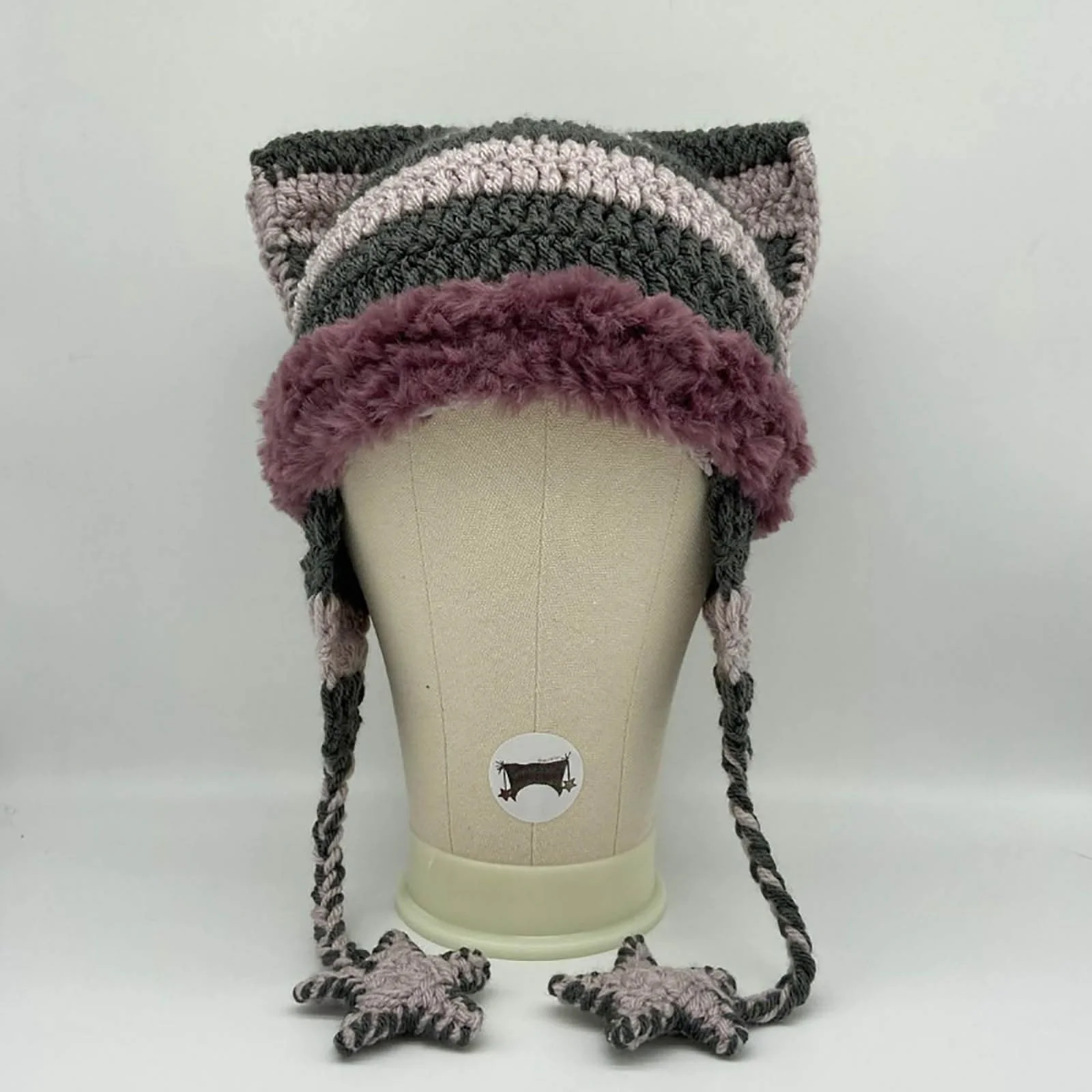 한국 스타일 하라주쿠 핸드 니트 별무늬 귀 끈 모자 패션 데일리 스트리트웨어 다용도 패셔너블 Y2K 액세서리