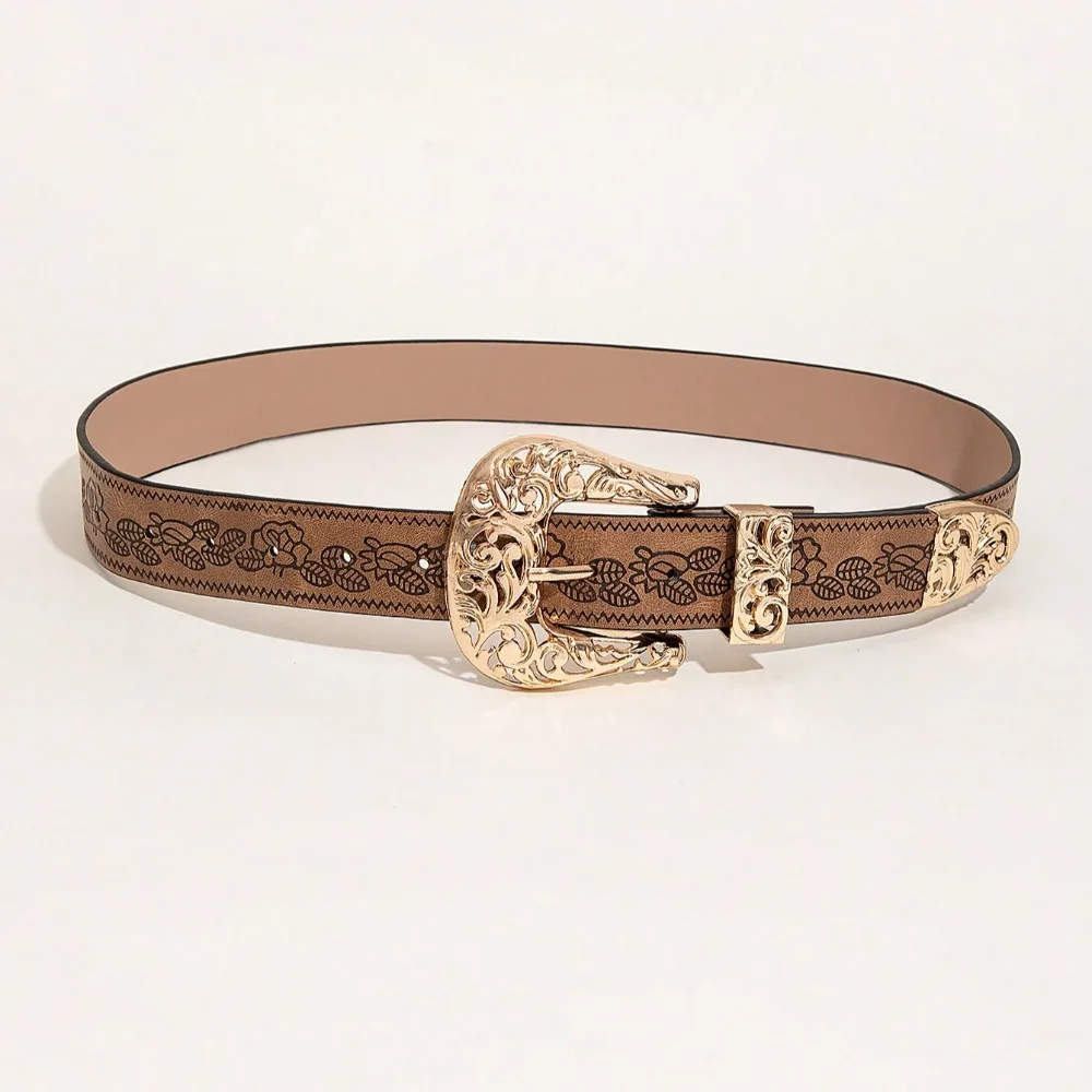 1 Piece Western Style Hollowed Out Printed Pattern Women's Waist Belt