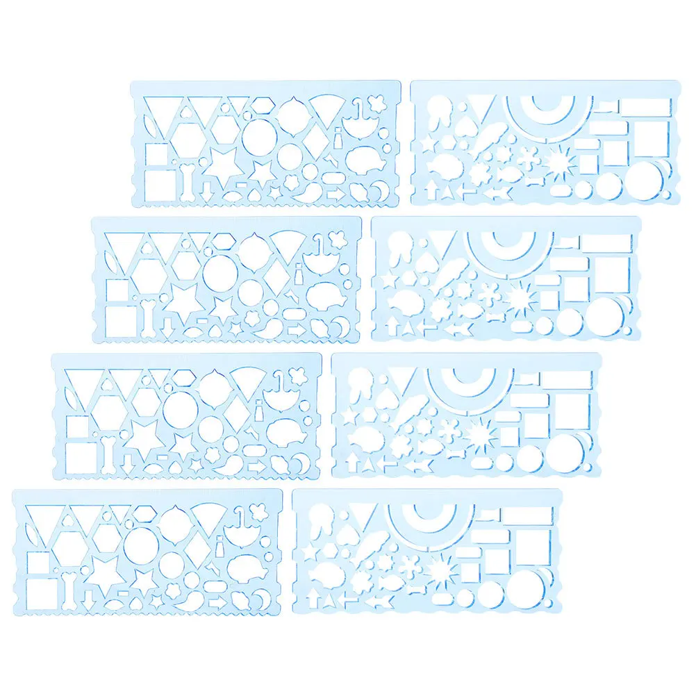 8 قطعة قوالب رسم نمط الهندسة الإستنسل مسطرة قياس بلاستيكية لصياغة الطلاب الهندسة المعمارية