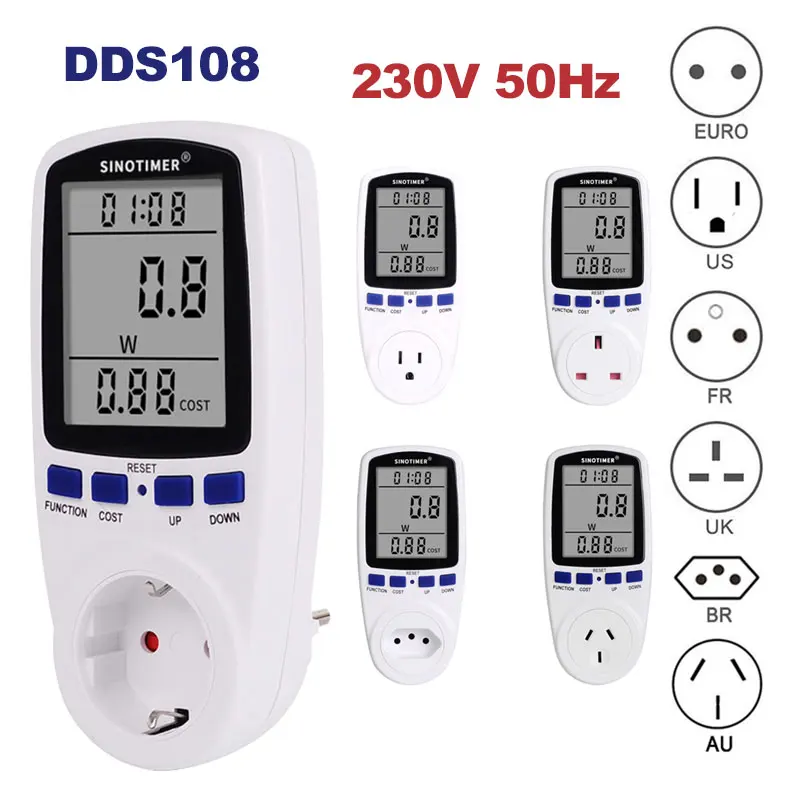 Digital Wattmeter AC 230V 110V Power Meter Electricy Consumption Energy Meter EU Plug Power Kilowatt Wattage Electricity Meter