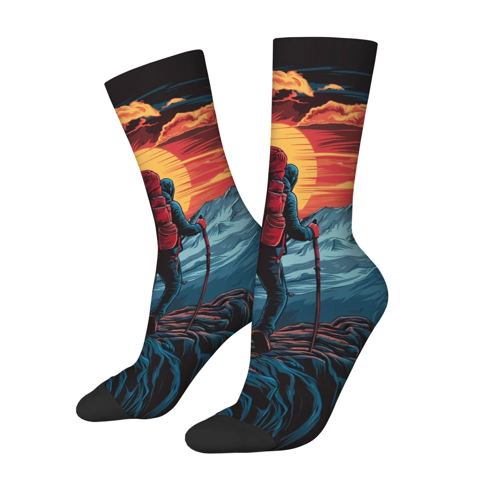 Hiking Explorer Cartoon Socks Novelty Funny Happy Men's Socks Harajuku Style Comfortable Outdoor Sports Casual Fashion Socks