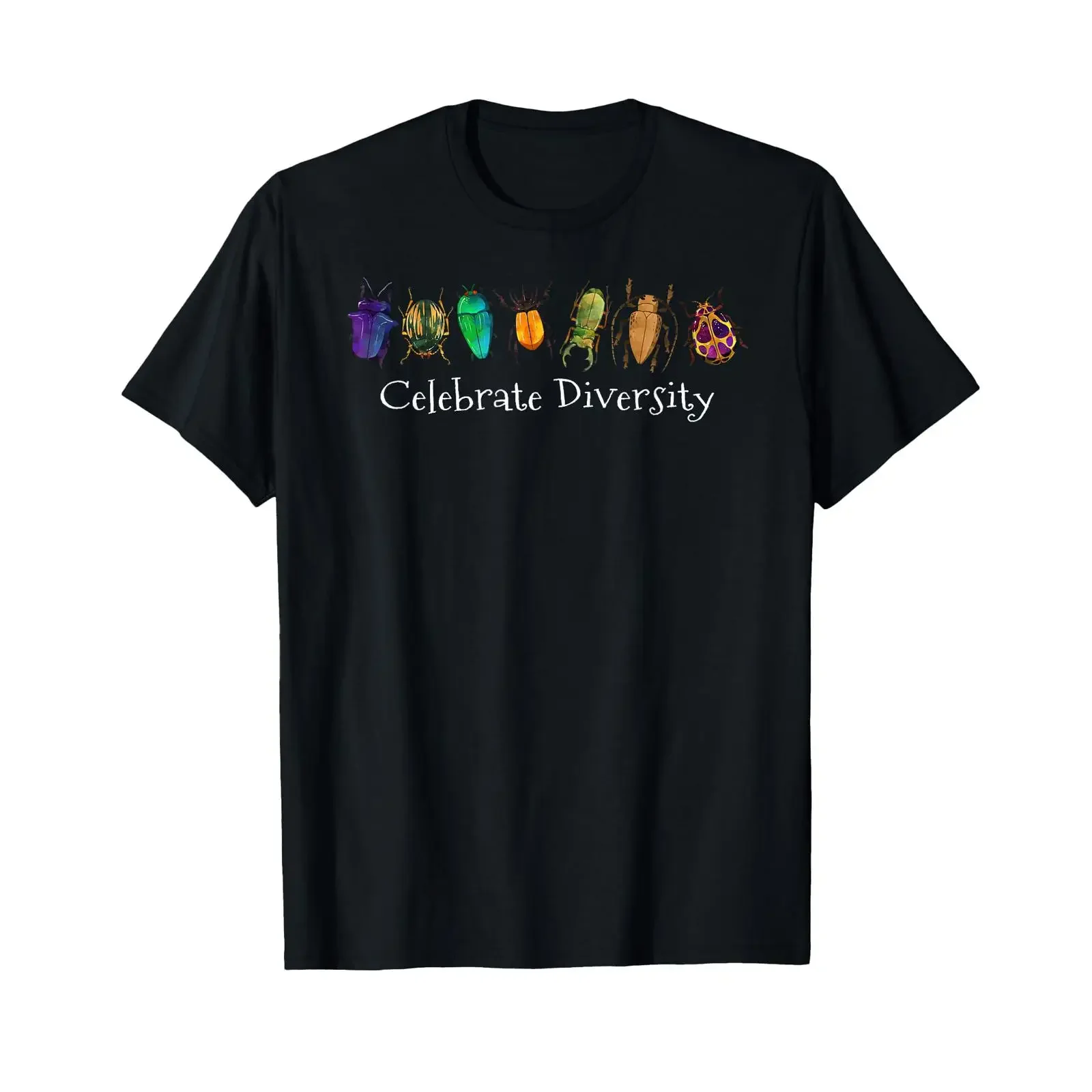 Celebrate Diversity Beetles Bugs Insects Entomology T Shirt vintage Washed Slightly graphic Versatile Top For Everyday Wear