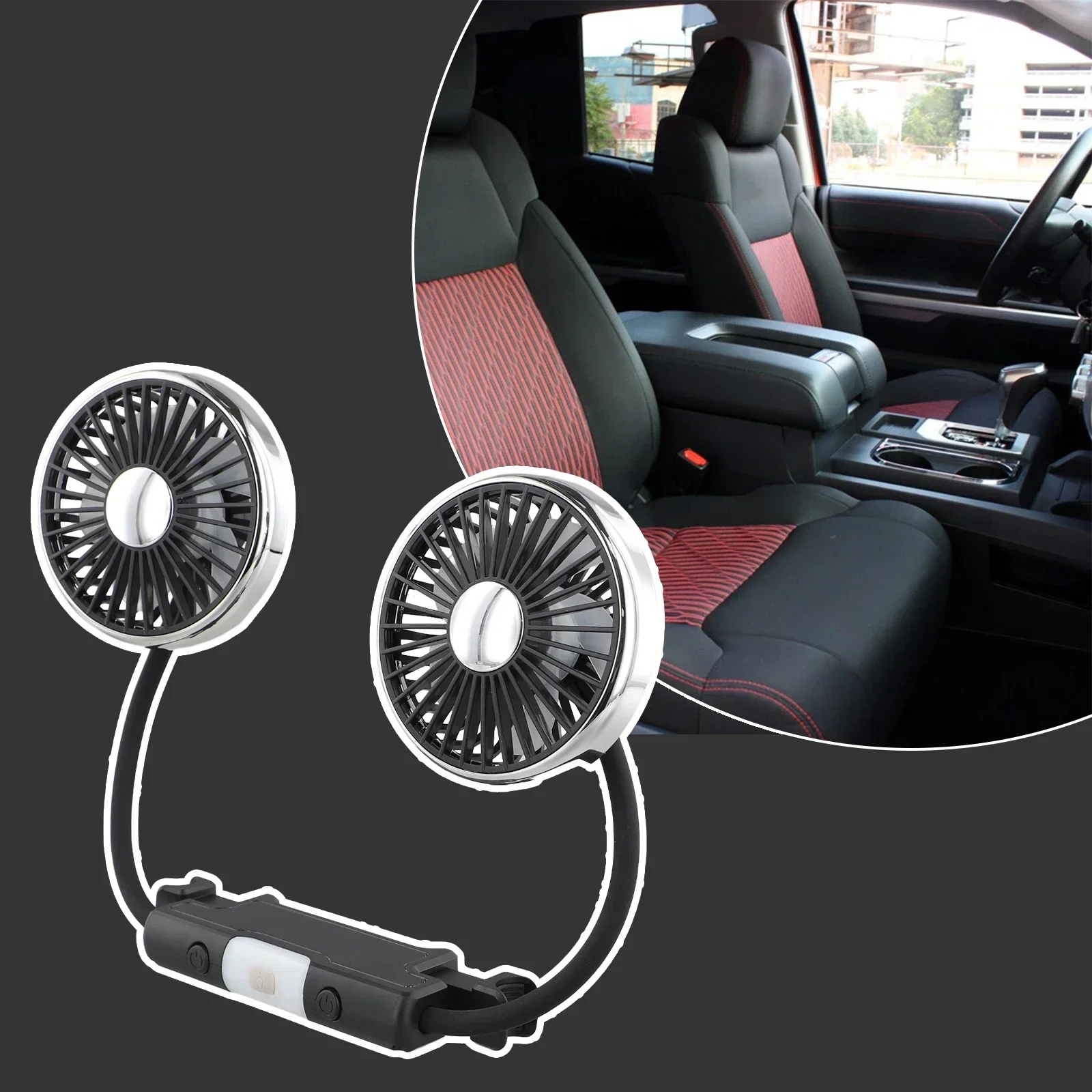 360° Car Magnetic Fan Adjustable  Car Rear Auto Cooling Fan Vehicle-mounted Multi-functional Double-head Fan