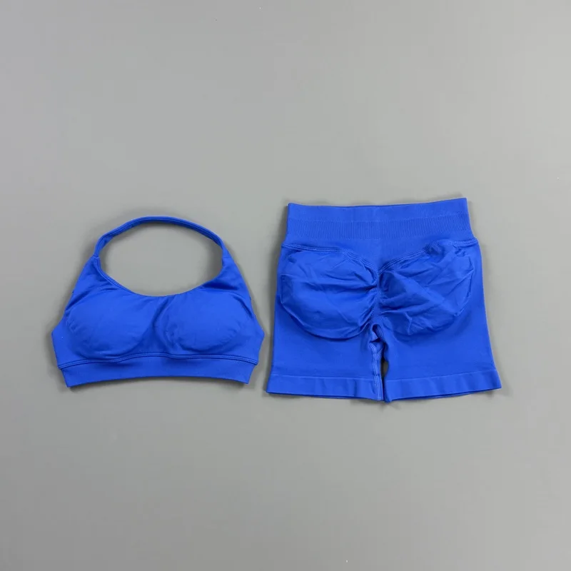 2-teiliges HISTELLO Impact Gym Set für Damen, Sport-BH und Shorts, offener Rücken, Scrunch-Butt, nahtloses Workout-Jogging-Sport-Trainingsset – Detail 17