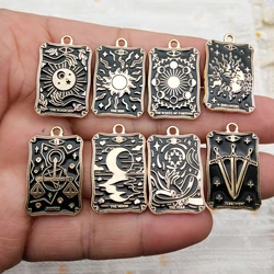 10pcs Tarot Charms for Jewelry Making Enamel Earring Phone Pendant Diy Accessories Alloy Metal Gold Plated