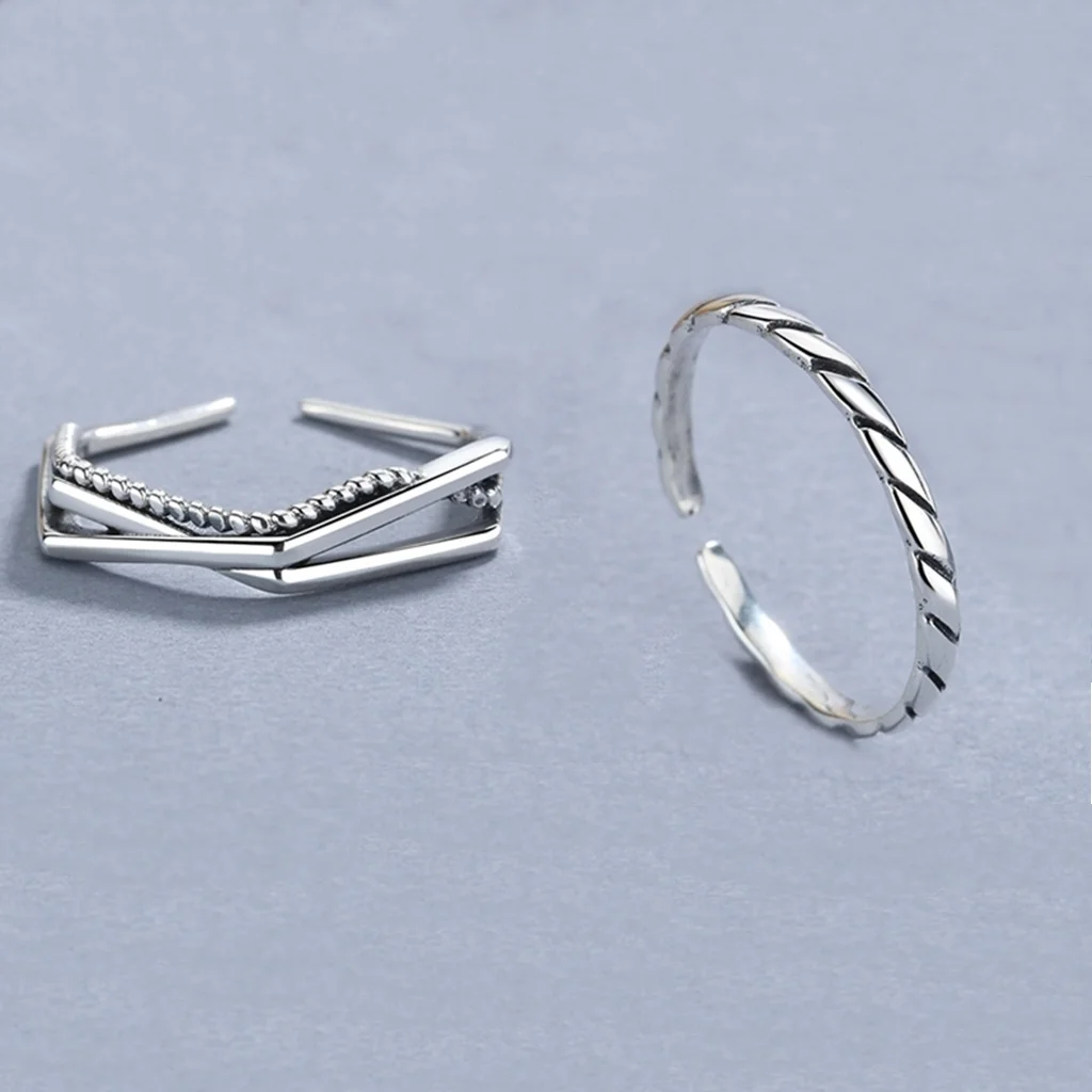 RYJU 925 Sterling Silver Fashion Retro Twist Ring anello di apertura creativo per Wome Punk Gothic Jewelry minimalista Hiphop Jewelry