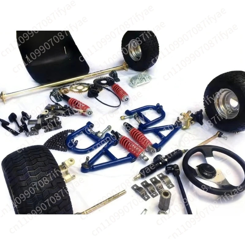 homemade four-wheeler front and rear suspension with color steering wheel, steering 1 meter rear axle full set of accessories
