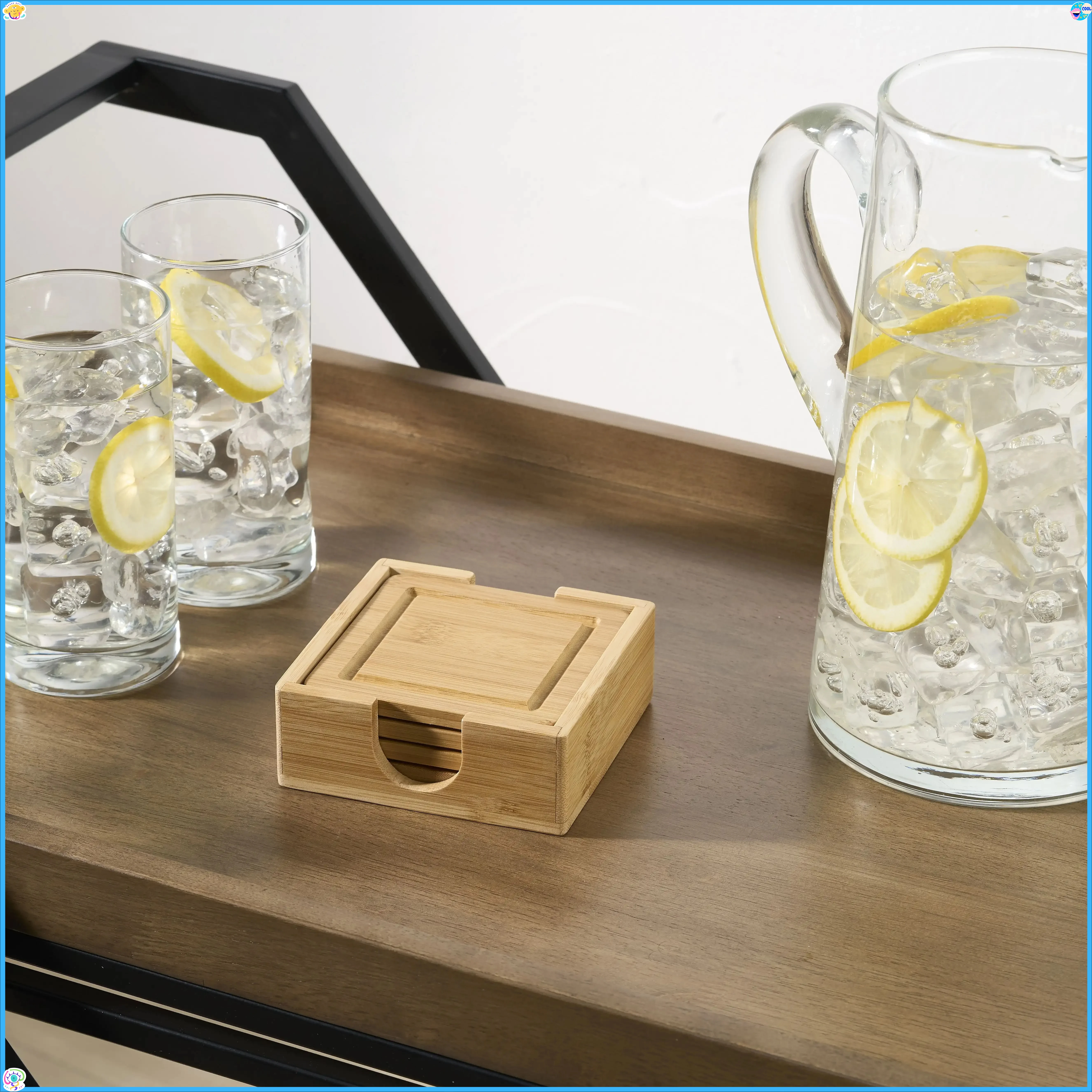 

Набор из 3 подставок из натурального бамбука (всего 12), каждая 4,52x4,52 дюйма, экологически чистые и впитывающие, защищает столы