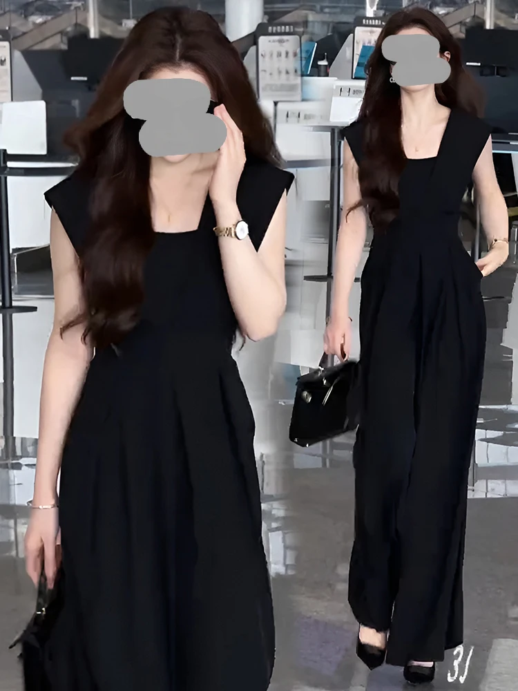 

Bla Svel Loose Fitting High Waist Summer New Women's Faionable Slimming Wide Leg Pants Overall Suit